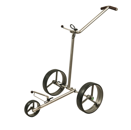 Fasan®, 3 Rad Edelstahl Golf Trolley, Golftrolley schnell-zerlegbar/-klappbar, in Titan-Optik und geeignet für Cartbags unterschiedlicher Höhe!